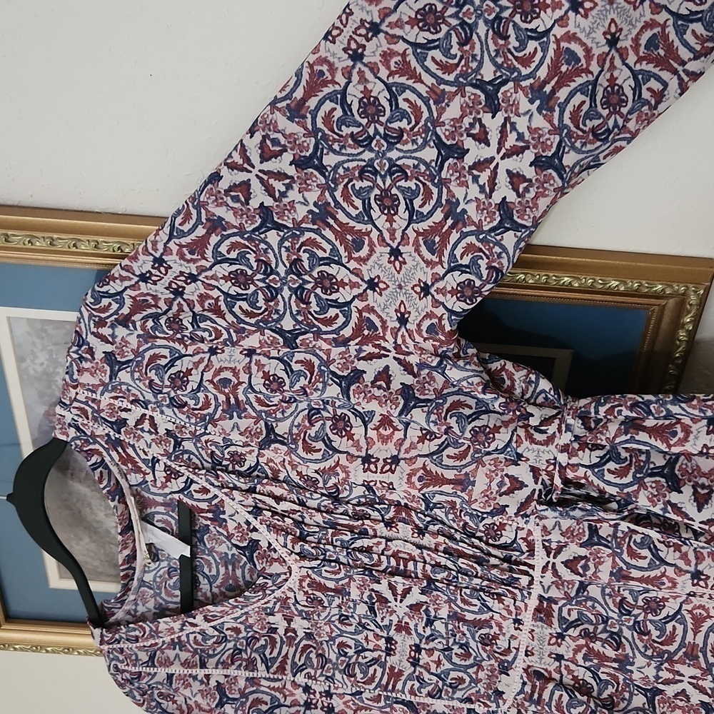 Boutique Women's Paisley Print Prairie Dress XL Pin Tuck Side Tie Bohemian - Picture 7 of 16